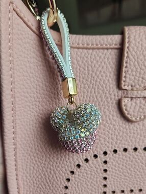 New Mickey Mouse Pink and Silver Keychain Charm